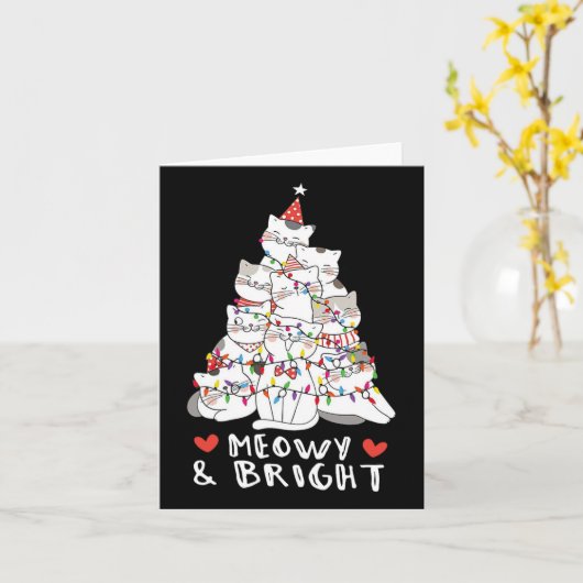 Meowy En Bright Kattenboom Cute Dier Kitten Kerstm Kaart (Gele Bloem)