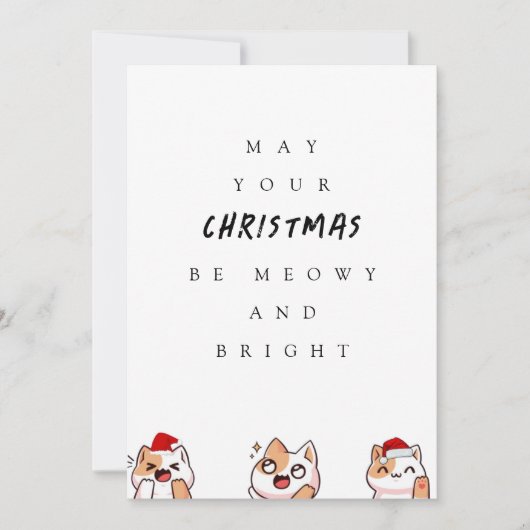 Meowy en Bright Schattige Cats Kerstgroet Feestdagenkaart (Voorkant)