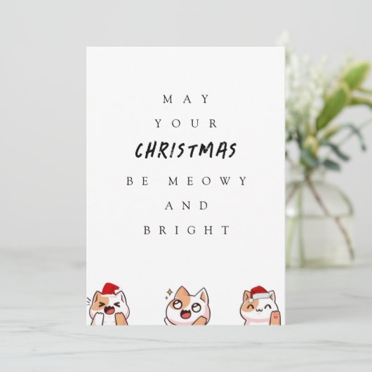 Meowy en Bright Schattige Cats Kerstgroet Feestdagenkaart (Staand voorkant)