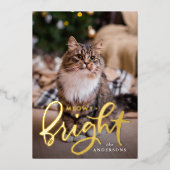 Meowy en Bright Script Kat Foto Folie Feestdagenkaart (Voorkant)