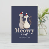 Meowy en Bright Two Cats Kerstmis Feestdagenkaart (Staand voorkant)