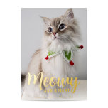 Meowy en helder in goud folie feestdagenkaart<br><div class="desc">Klassieke vakantie fotokaarten voor uw poesje in prachtige gouden folie afdrukken.</div>