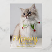 Meowy en helder in goud folie feestdagenkaart (Voorkant)