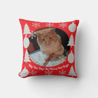 Meowy en helder, kattenfoto, Kerstmis Kussen
