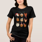 Meowy en heldere katten in kerstkostuum Tri-Blend shirt (Voorkant)