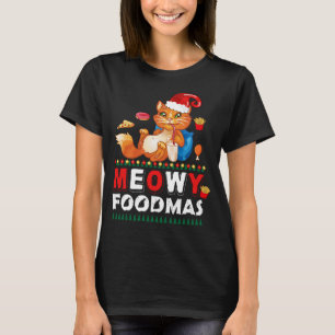Meowy Foodmas Funny Cat T-shirt   Schattigee vakan