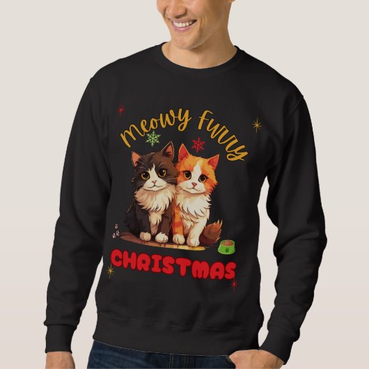 Meowy Furry Cat Christmas Pet Lover Trui (Voorkant)