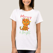 Meowy & Helder oranje kerstboomverlichting T-shirt (Voorkant)