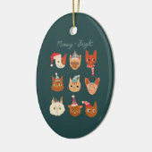 Meowy & Heldergroene Kerstkatten Keramisch Ornament (Links)