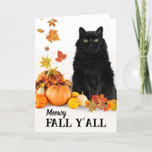 Meowy Herfst Y alle Halloween Black Cat Kaart