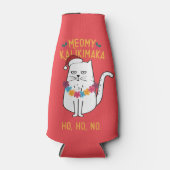 Meowy Kalikimaka Funny Cat Santa Hat Kerstmis Flesjeskoeler (Voorkant)