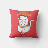 Meowy Kalikimaka Funny Cat Santa Hat Kerstmis Kussen (Voorkant)
