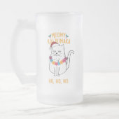 Meowy Kalikimaka Funny Cat Santa Hat Kerstmis Matglas Bierpul (Links)