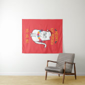 Meowy Kalikimaka Funny Cat Santa Hat Kerstmis Wandkleed (In Situ (horizontaal))