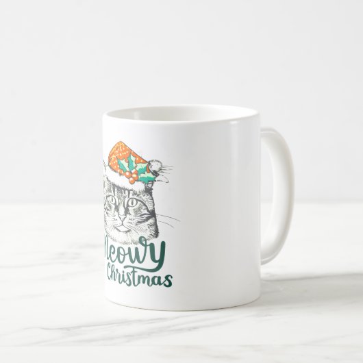 Meowy kat Christmas Koffiemok (Voorkant rechts)