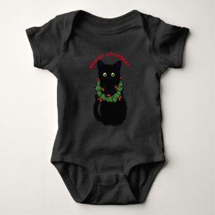 Meowy kat Kerst Rood geruite holly bessen Romper