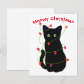 Meowy kat Kerst rood groen twinkel lampjes Notitiekaartje (Voorkant / Achterkant)