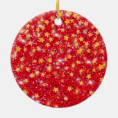 Meowy kat Kerstmis Rode glitter glinstering Keramisch Ornament (Achterkant)