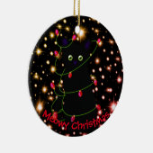 Meowy kat Kerstmis Twinkle lichten Keramisch Ornament (Rechts)