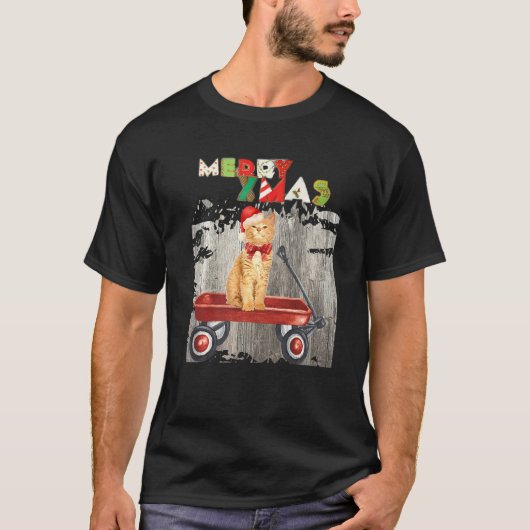 Meowy Kat Xmas Seizoenen Greetings T-shirt (Voorkant)