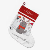 Meowy Kerst 3 Feestelijke Katten Grote Kerstsok (Voorkant (Hangend))