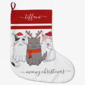 Meowy Kerst 3 Feestelijke Katten Grote Kerstsok (Voorkant)