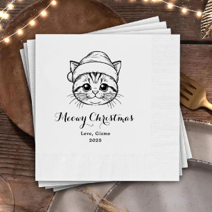 Meowy Kerst Custom Cat Drawn Trouwservetten Servet