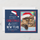 Meowy Kerst en Gelukkig Nieuwjaar Foto Flat Kaart (Voorkant)