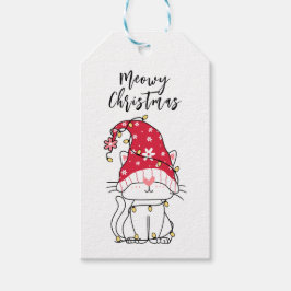Meowy Kerst Grappig Schattigee Kat Vakantie Cadeau Cadeaulabel