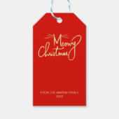 Meowy Kerst Grappige Hand Lettered Cat Christmas Cadeaulabel (Voorkant)