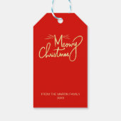 Meowy Kerst Grappige Hand Lettered Cat Christmas Cadeaulabel (Achterkant)