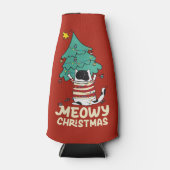 Meowy Kerst Grappige Kat Liefhebber Flesjeskoeler (Voorkant)
