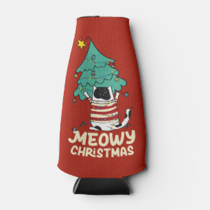 Meowy Kerst Grappige Kat Liefhebber Flesjeskoeler