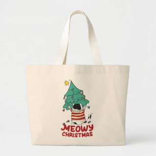 Meowy Kerst Grappige Kat Liefhebber Grote Tote Bag
