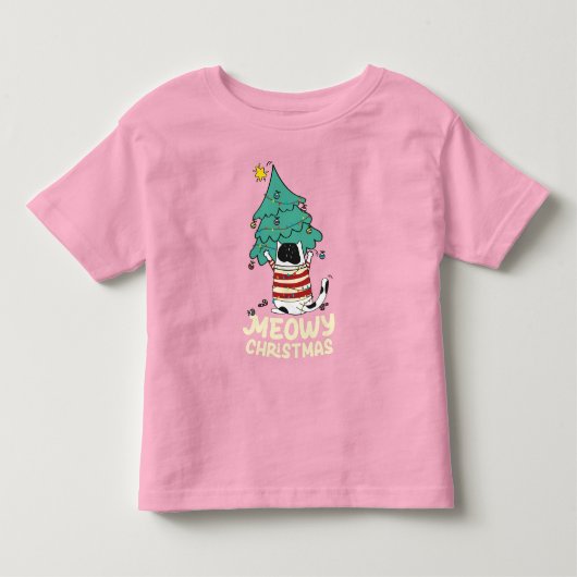 Meowy Kerst Grappige Kat Liefhebber Kinder Shirts (Voorkant)
