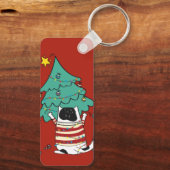 Meowy Kerst Grappige Kat Liefhebber Sleutelhanger (Achterkant)