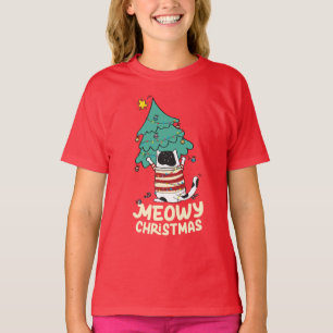 Meowy Kerst Grappige Kat Liefhebber T-shirt