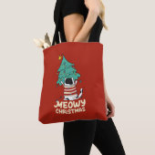 Meowy Kerst Grappige Kat Liefhebber Tote Bag (Dichtbij)