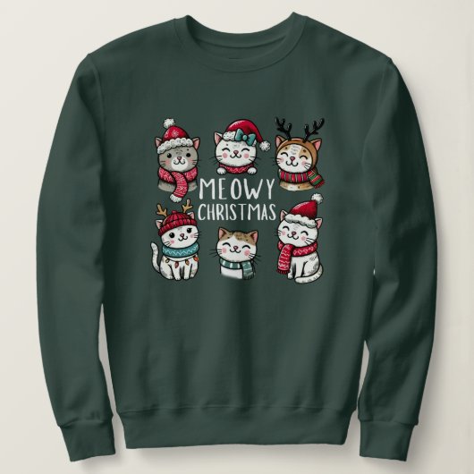 Meowy Kerst Grappige Kat Liefhebber Trui (Design voorkant)