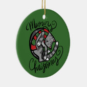Meowy Kerst Grijze Kat Kunst Keramisch Ornament (Rechts)