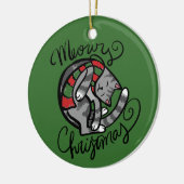 Meowy Kerst Grijze Kat Kunst Keramisch Ornament (Links)