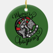 Meowy Kerst Grijze Kat Kunst Keramisch Ornament (Achterkant)