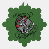 Meowy Kerst Grijze Kat Kunst Ornament Kaart (Voorkant)