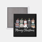 Meowy Kerst Happy Cat Jaar Kat Liefhebber Kerstmis Magneet (Voorkant / Achterkant)