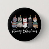 Meowy Kerst Happy Cat Jaar Kat Liefhebber Kerstmis Ronde Button 5,7 Cm (Voorkant)
