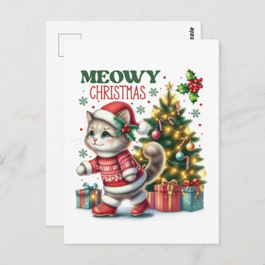 Meowy kerst Kaart (Voorkant / Achterkant)