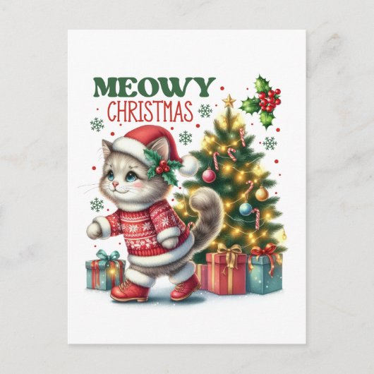 Meowy kerst Kaart (Voorkant)