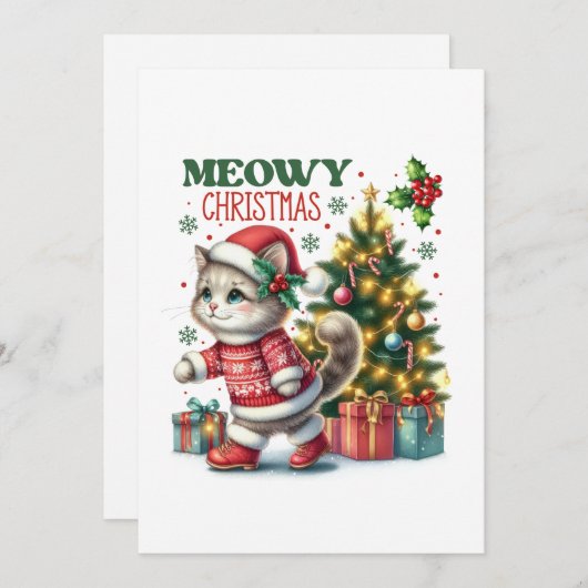 Meowy kerst Kaart (Voorkant / Achterkant)