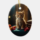 Meowy Kerst kat huisdier foto aandenken Kerstmis Keramisch Ornament (Achterkant)