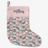 Meowy Kerst Magic Monogram Multi-Patroon Kat Kleine Kerstsok (Voorkant)